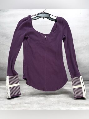 M Free People Mod Stripe Cuff Purple Thermal Retails $128